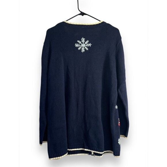 Vintage Cherokee Womens Blue Ramie Cotton Embroidered‎ Button Knit Sweater sz 14 - Picture 3 of 6